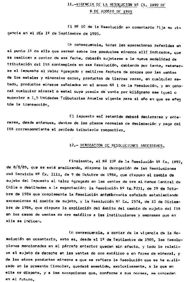 Circular NÂº36 Del 12 De Septiembre De 1985