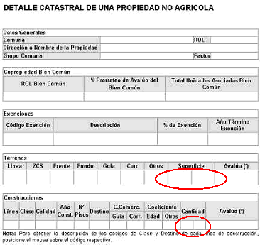 detalle catastral de una propiedad no agrícola